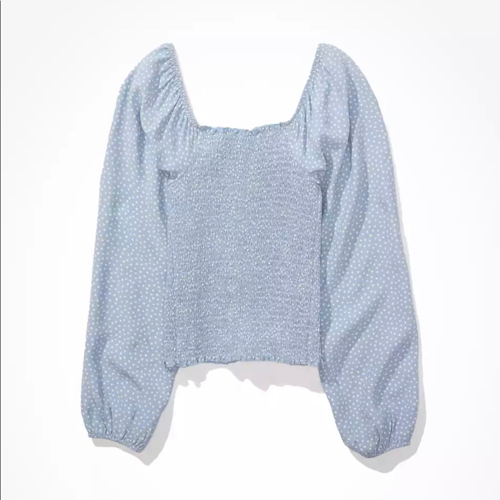 AE smocked square neck blouse size S